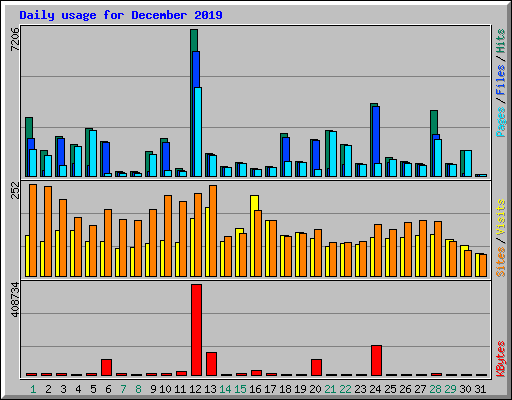 Daily usage for December 2019